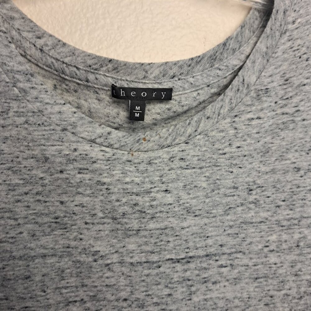 Theory Women's Medium Cottom Wool blend t-shirt grey heathered short sleeve - Picture 2 of 6